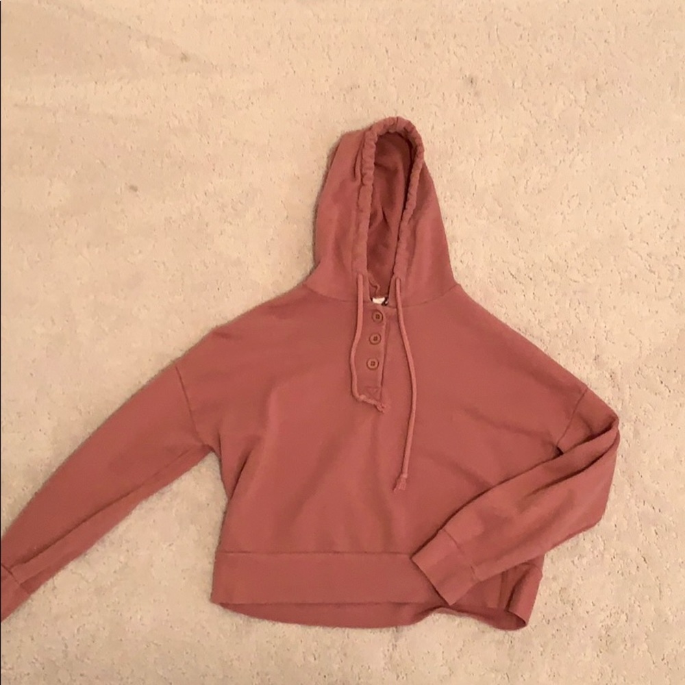 Cropped dark watermelon pink hoodie